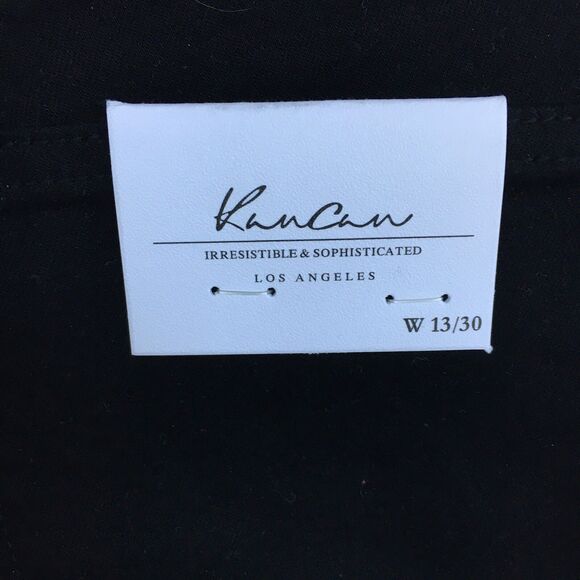 Kancan Denim Shorts 13/30 Black High Rise Distressed Cuffed Stretch Y2K Edgy - Picture 6 of 12